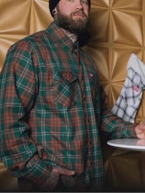 DIXXON Mistletoe Plaid Casual Button Down Shirt XL